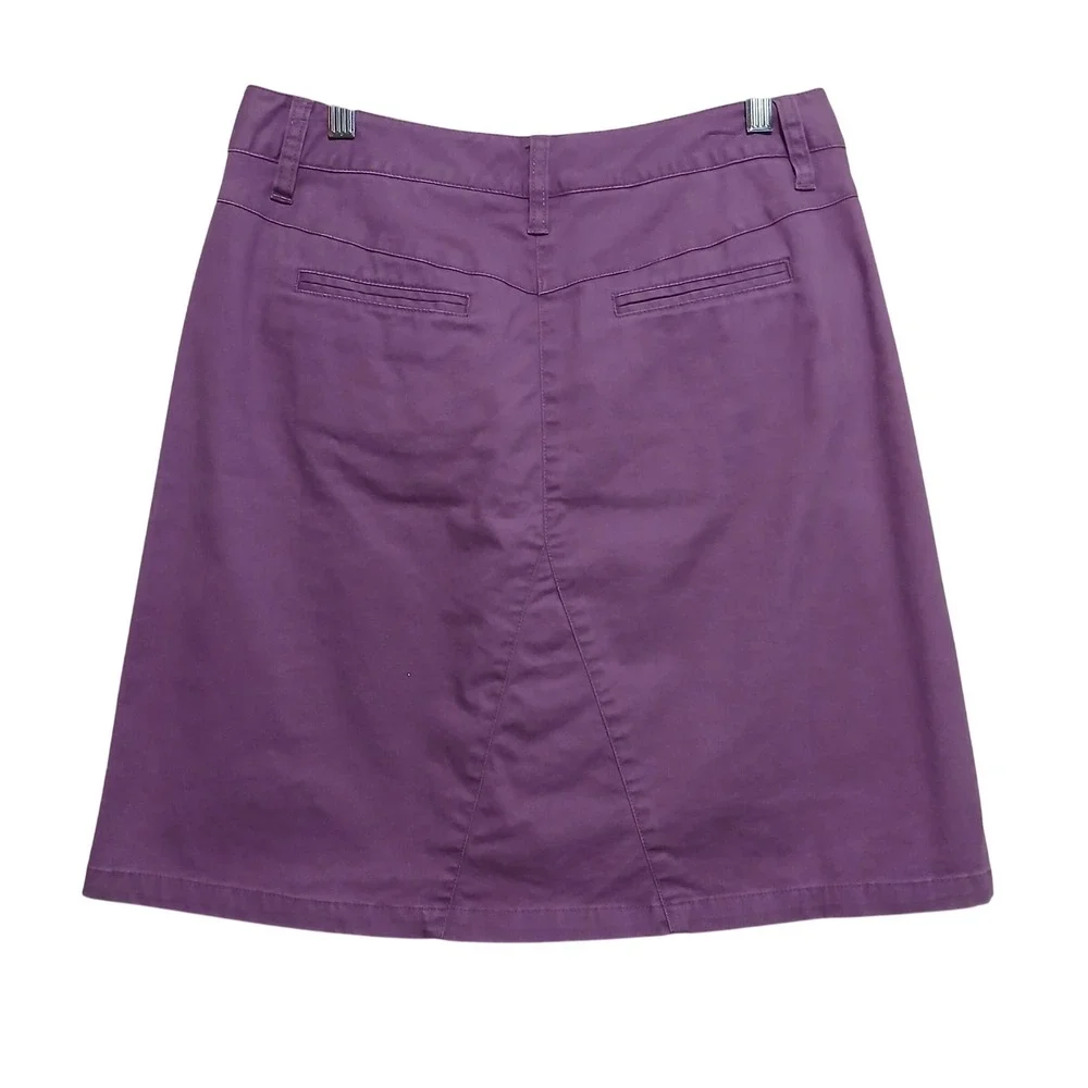 Talbots Petite A Line Skirt Purple Cotton Stretch Size‎ 8 NWT